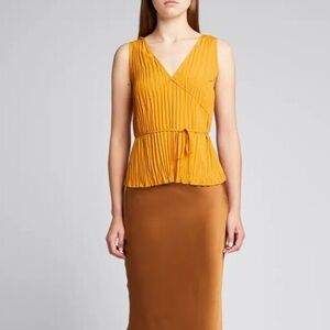 Vince Pleated Orange Top NWT